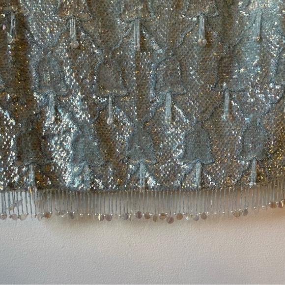1960s Blue Sequin Shell Top Size M - Picture 5 of 9